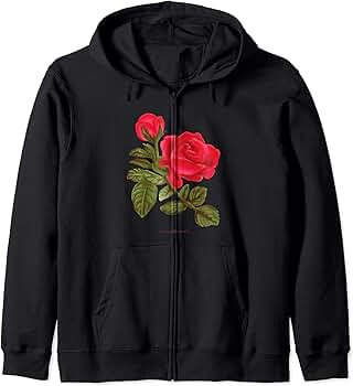 Amazon.com: Cute Red Rose flower design Zip Hoodie